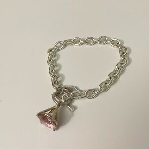 Vtg City Gypsies 2003 Pink Crystal Heart Toggle Bracelet Giftcraft Y2K 8” Lenth